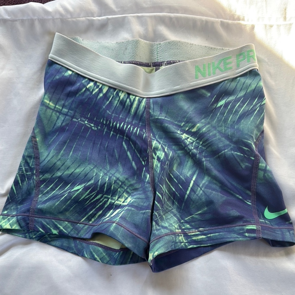 Nike Blue and Green Athletic Shorts Dynamic Design